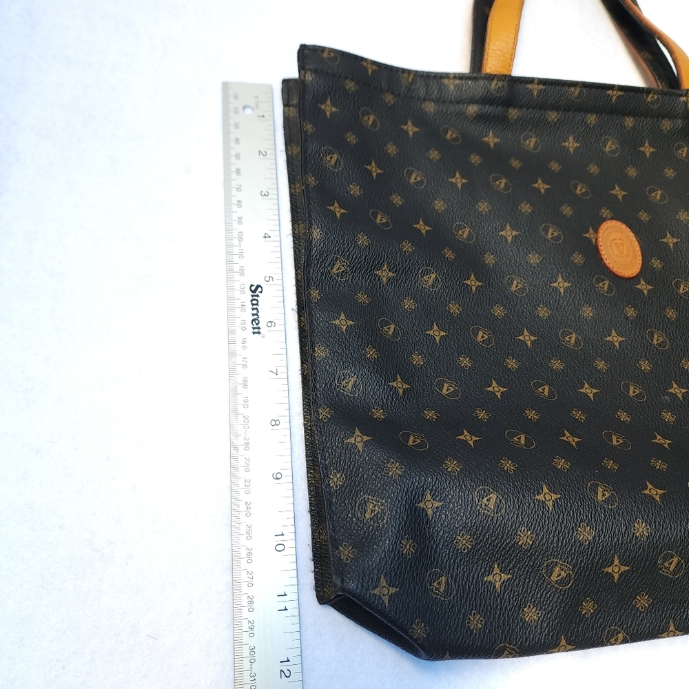 Valleverde Brown And Tan All Over Logo Tote Bag - Picture 6 of 8